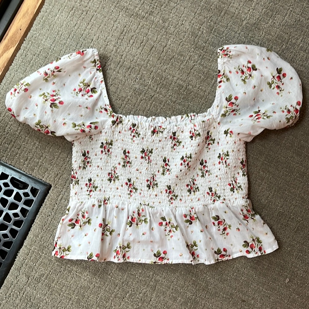 Strawberry print top from J crew